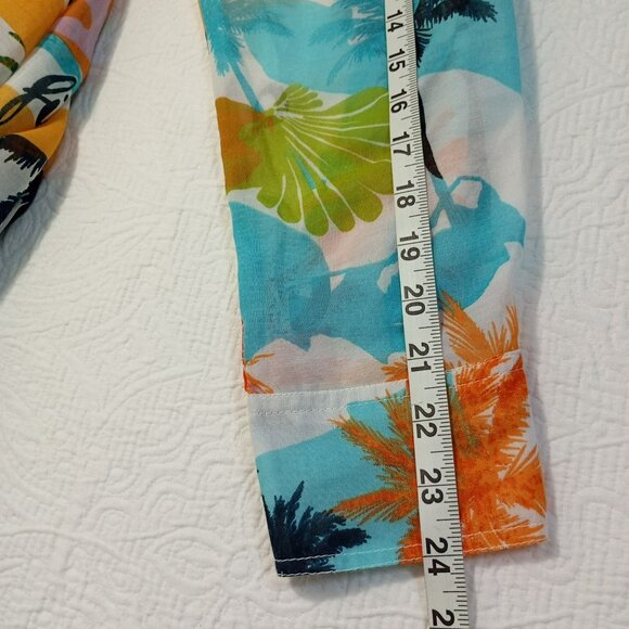 Violet Sky Shirt Tropical Print Button-Up Sz L Cotton Blend Vibrant Colors Women - Picture 8 of 10